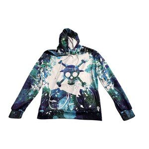 One Piece Anime-Inspired Hoodie Luffy Skull Print Large Polyester & Spandex Blen